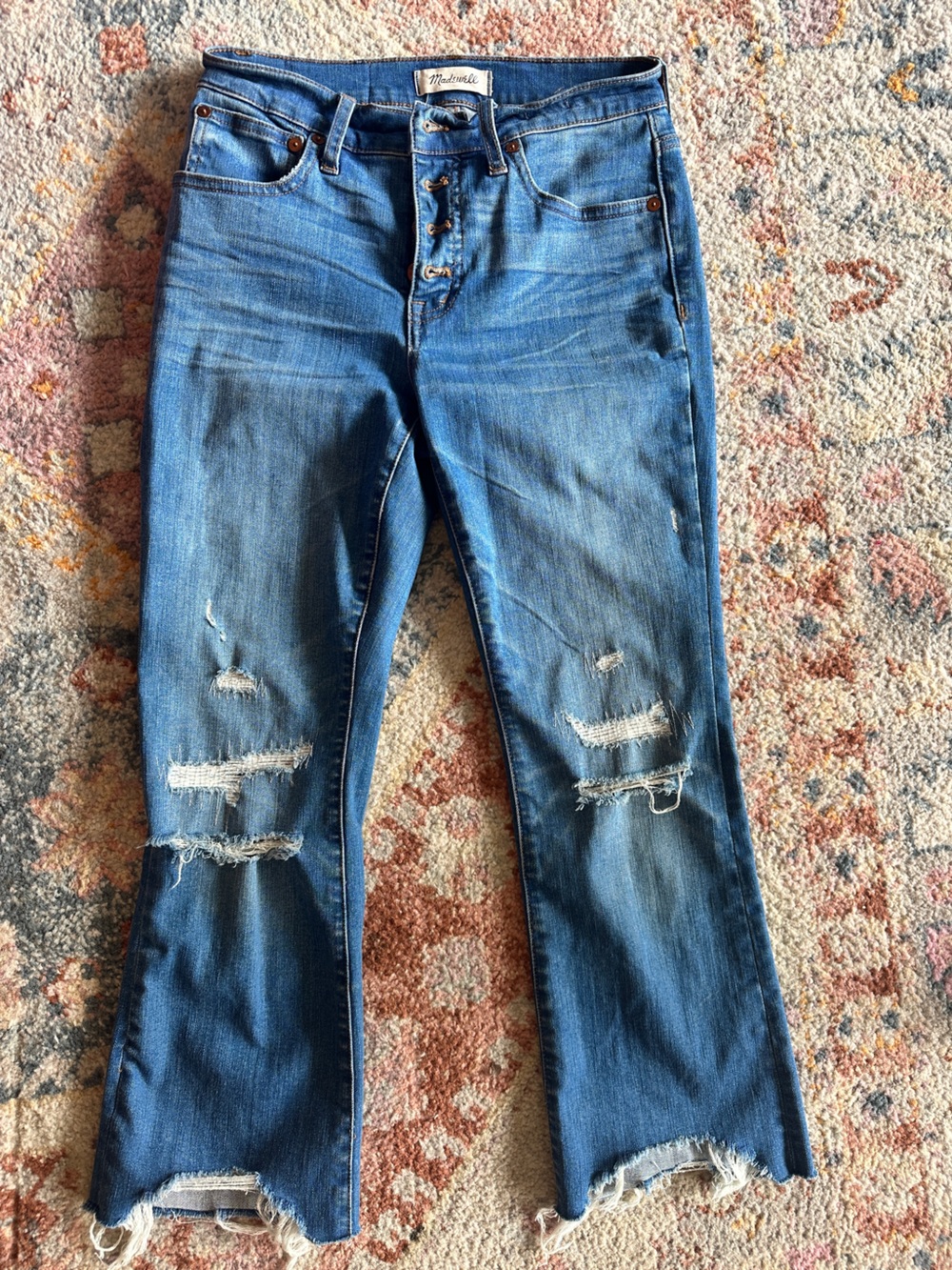 Madewell Cali Demi Boot 25-- Distressed Medium Blue Skinny Jeans